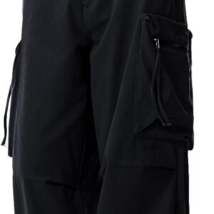 Womens Parachute Cargo Pants Y2K Baggy Cargo Pants Wide Leg Casual Joggers with Pockets