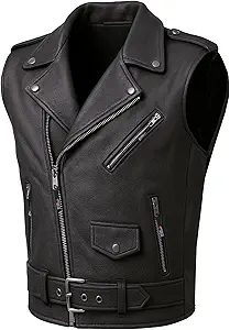 Jackets 4 Bikes Men's Classic Buffalo Leather Motorcycle Biker Vest