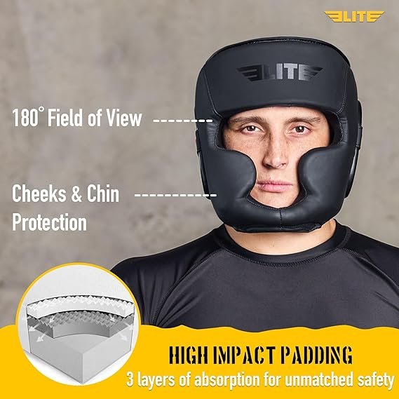 Elite Sports Boxing Headgear Men, Boxing Head Guard Sparring Gear, MMA Headgear Kickboxing Muay Thai - Image 3