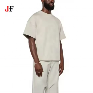 Custom Logo High Quality 260 GSM Heavy Weight 100% Cotton Tshirt Drop Shoulder Oversized Cropped Boxy T Shirts for Men