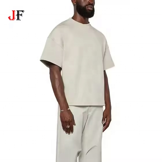 Custom Logo High Quality 260 GSM Heavy Weight 100% Cotton Tshirt Drop Shoulder Oversized Cropped Boxy T Shirts for Men