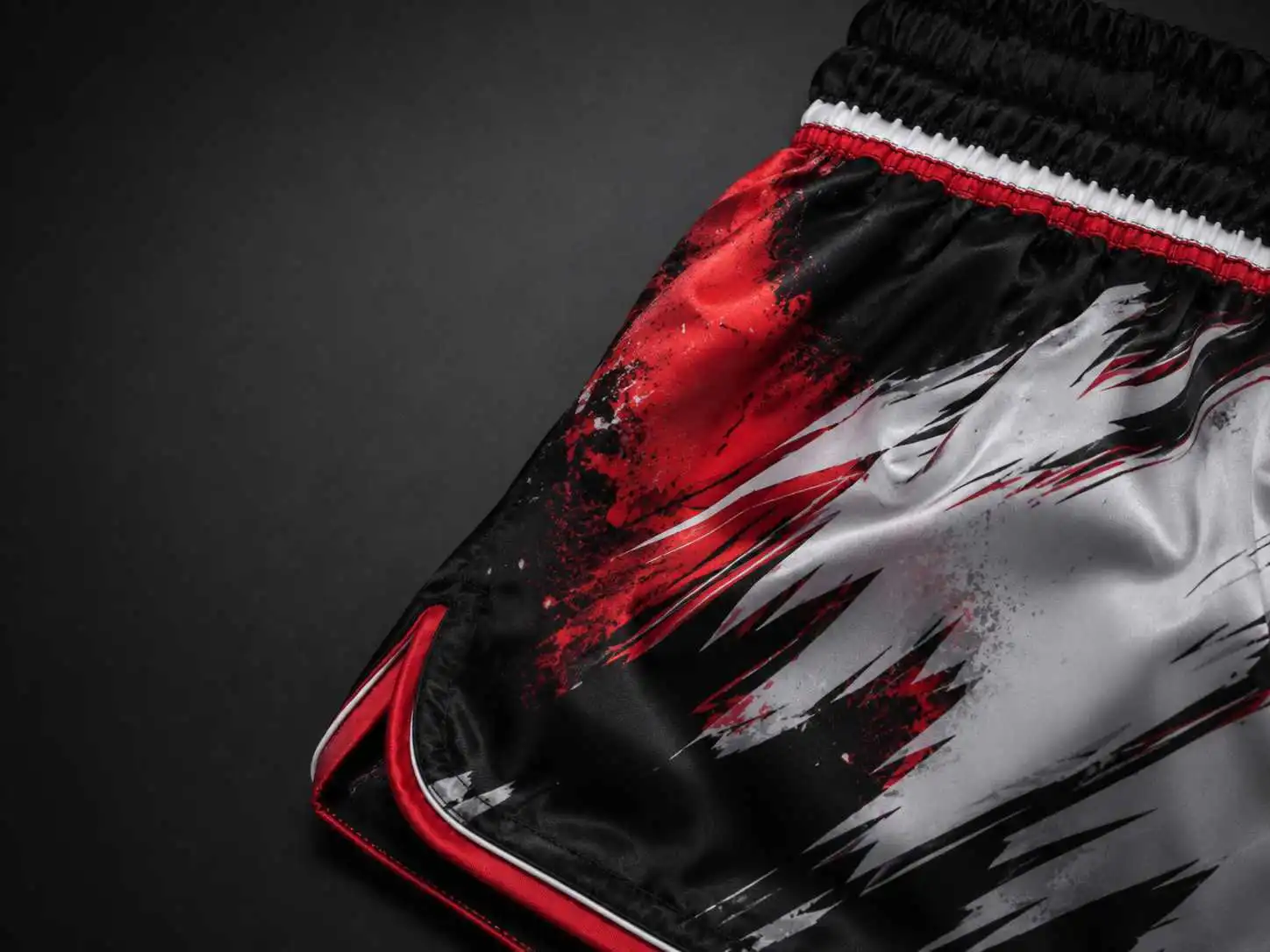 satin fight shorts close up
