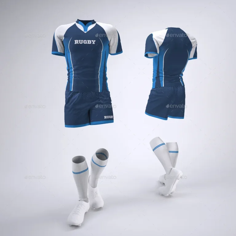 Custom rugby kit with jersey shorts and socks